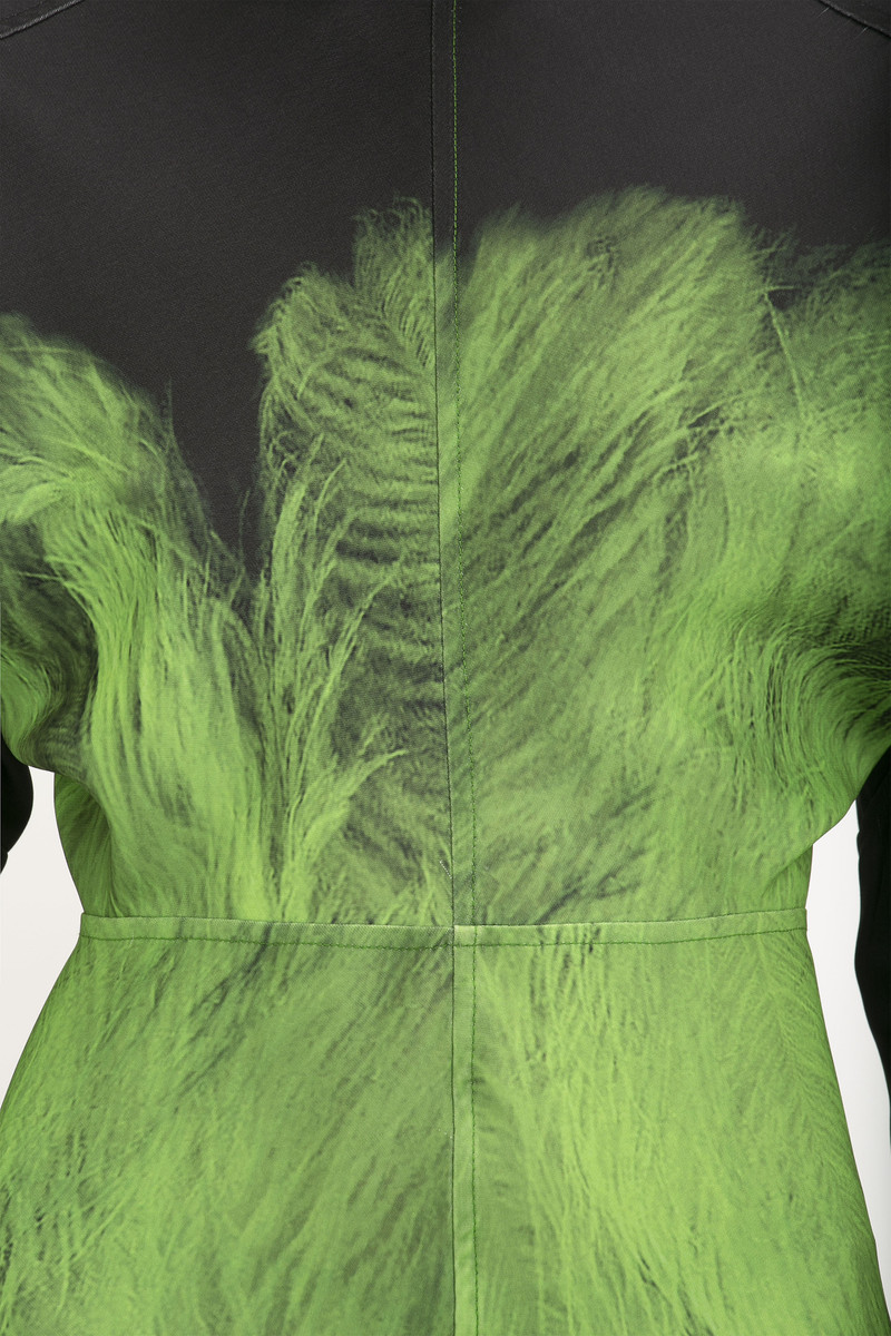 Dolman Midi Dress In Green Digital Feather Print 7