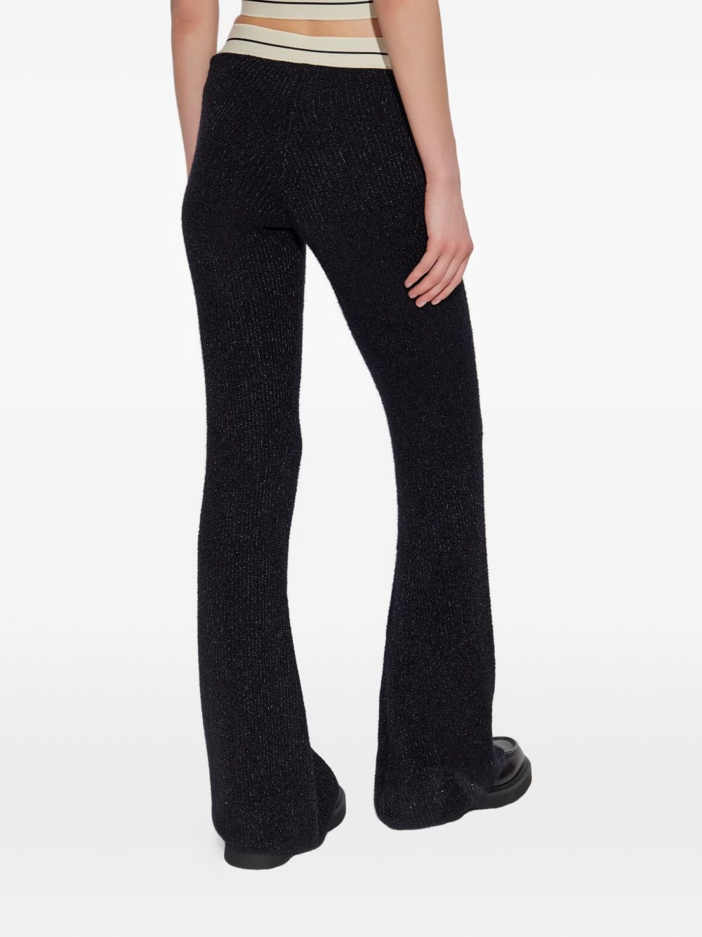 logo-waistband flared trousers - 4