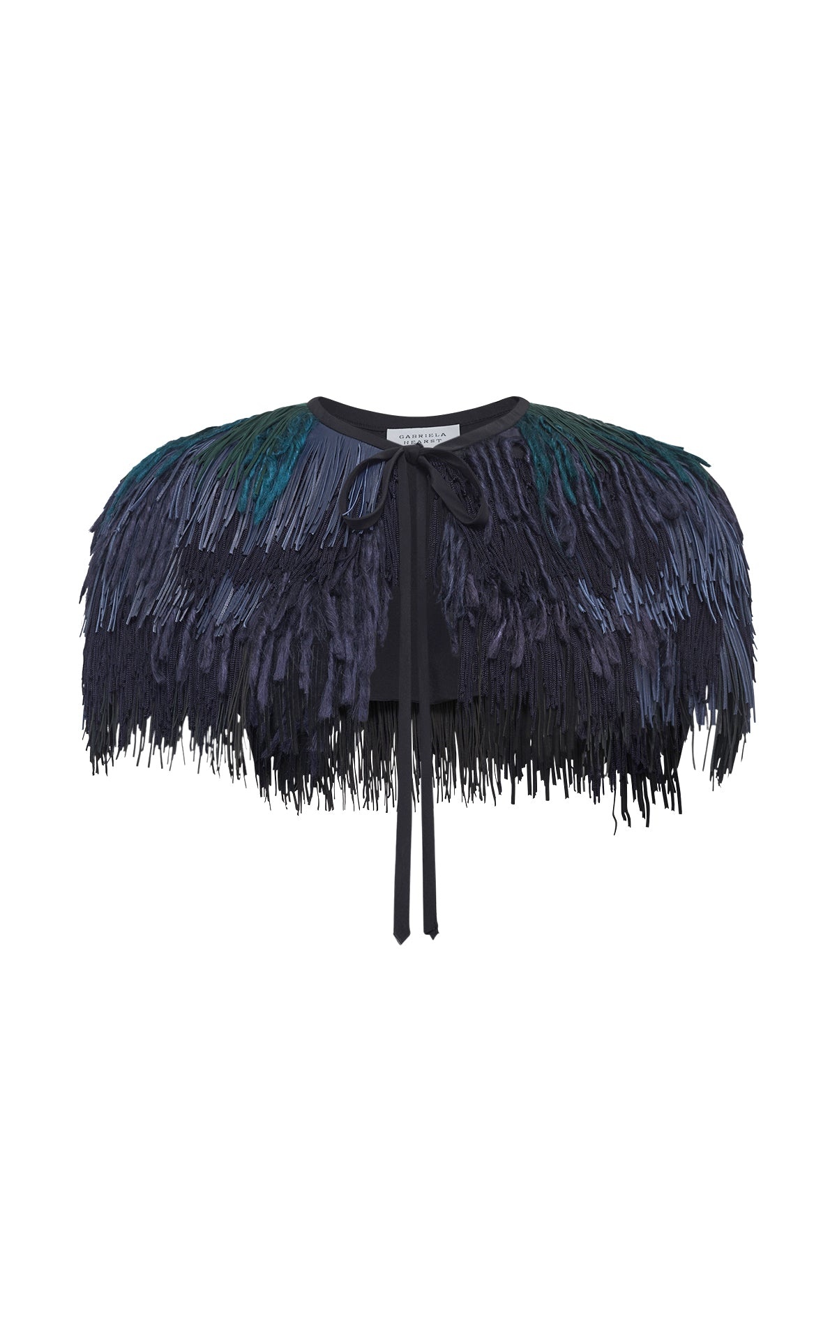 Nyx Fringe Cape in Navy Multi Silk - 1