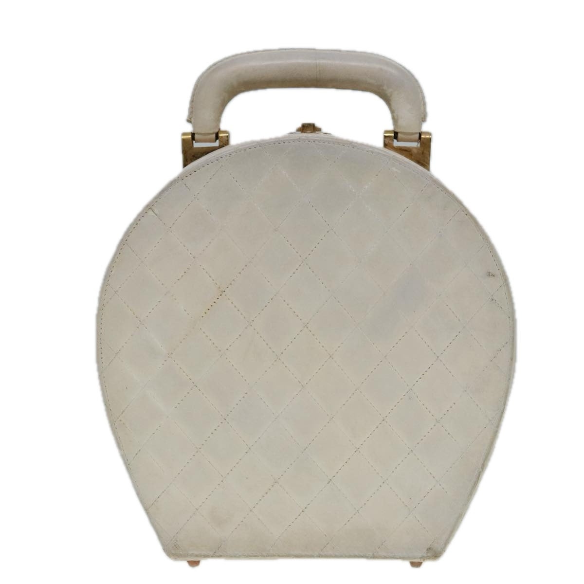 CHANEL Vanity Hand Bag Leather White CC - 2
