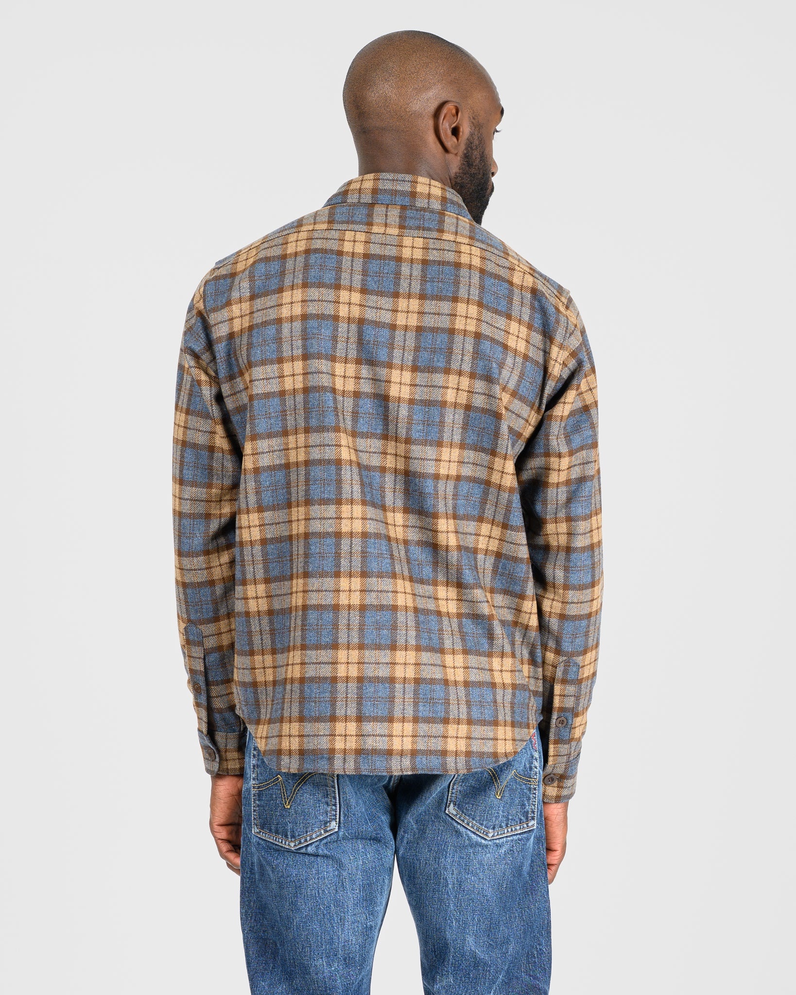 14OZ FOX BROTHERS® WOOL CPO SHIRT - TUSCAN BROWN CHECK TWILL FLANNEL - 3