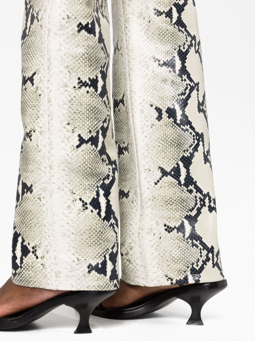 snakeskin-print leather trousers - 3