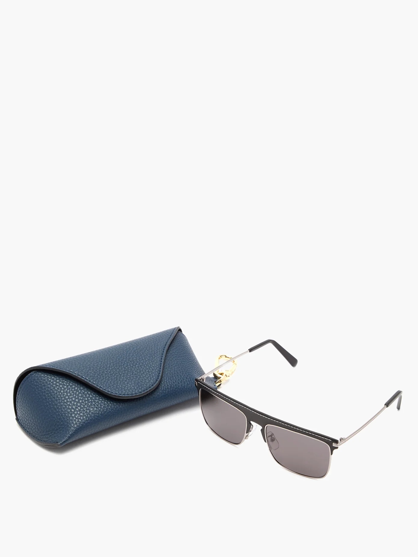 D-frame metal and leather sunglasses - 5