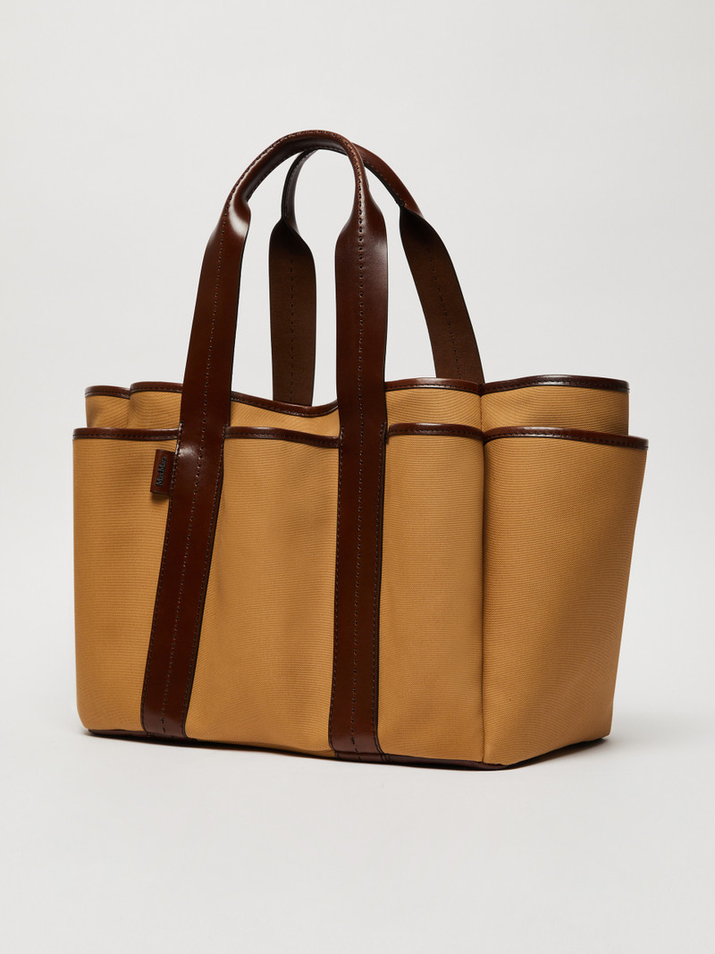 Max Mara GARDENCABASL Canvas and leather Giardiniera tote bag outlook