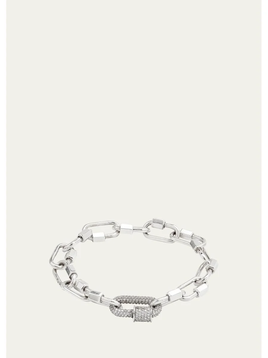 Sterling Silver Babylock Bracelet with 14K White Gold All Stone Chubby Babylock - 1