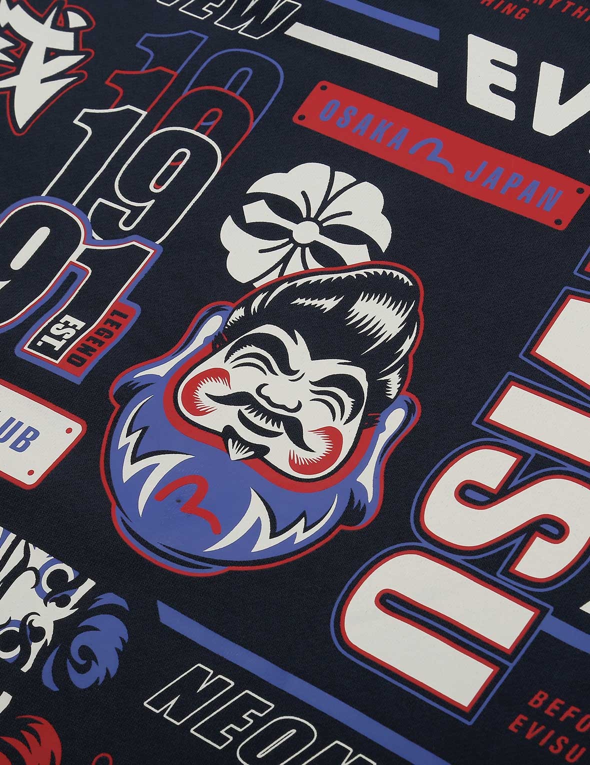 ALLOVER DARUMA AND SLOGAN PRINT HOODED SWEATSHIRT - 11