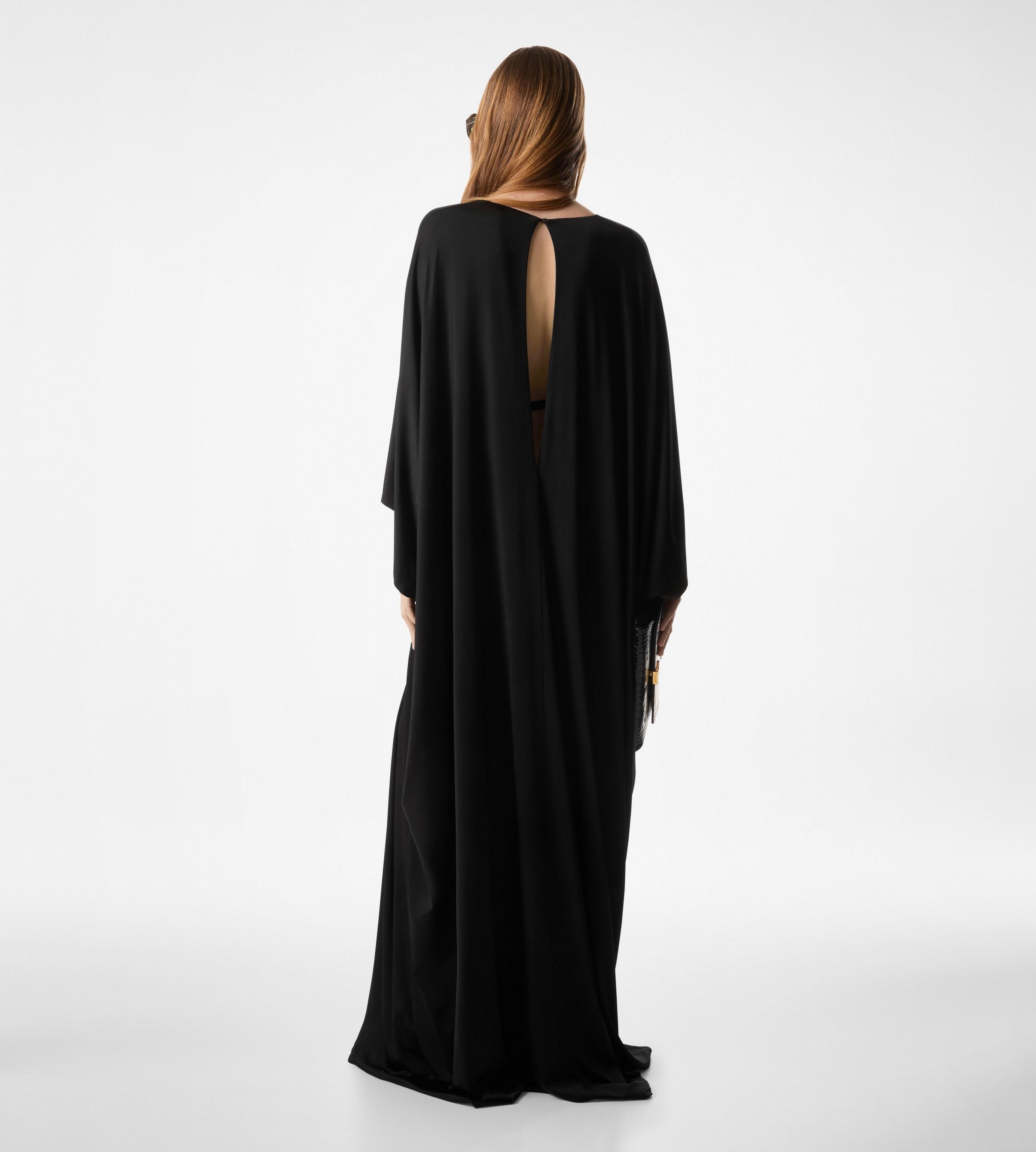 SATIN STRETCH JERSEY DEEP V-NECK KAFTAN - 3