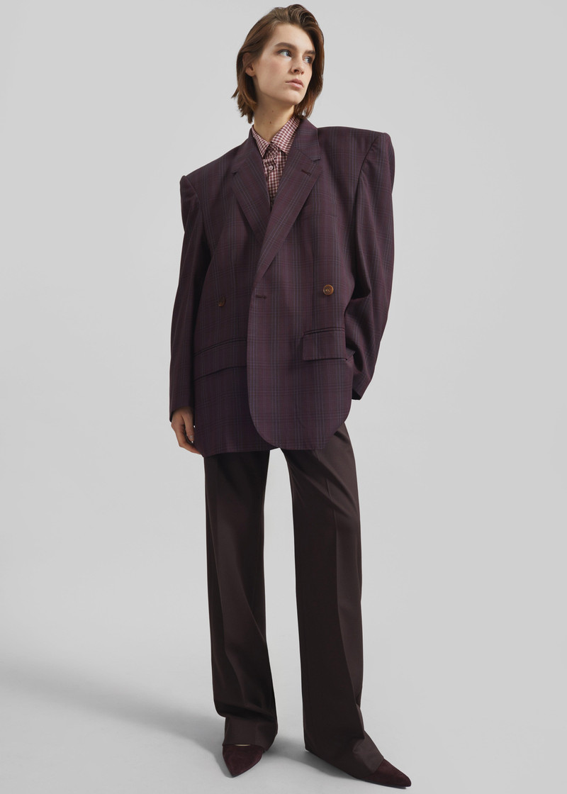 Marnay Padded Blazer - Burgundy Plaid 6