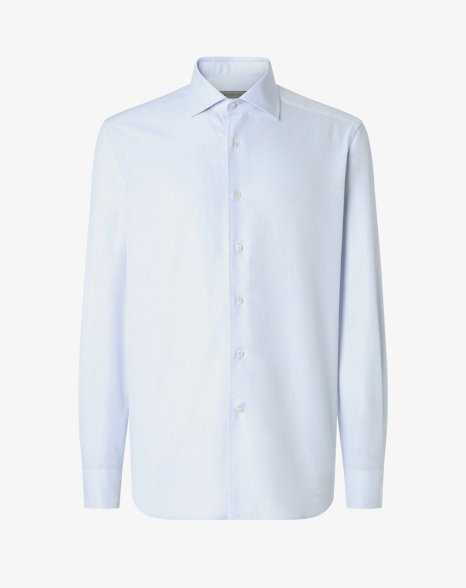 Light blue textured cotton shirt with herringbone pattern - 1
