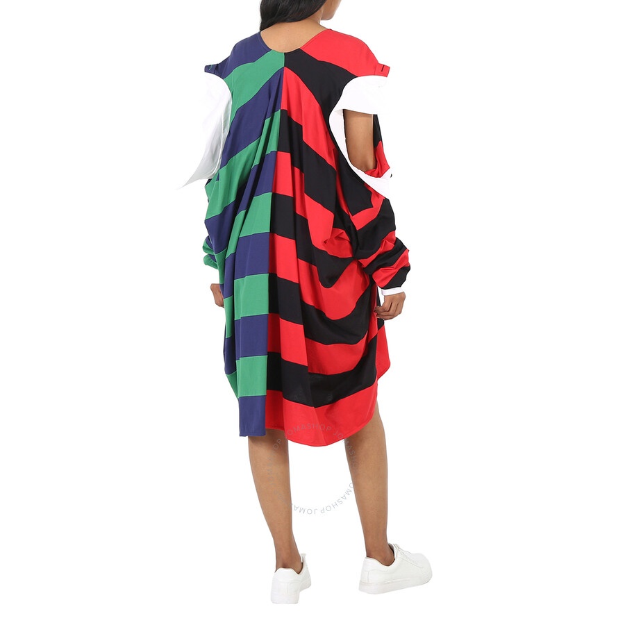 Burberry Striped Cotton Reconstructed Rugby Shirt Dress, Size One Size - 6