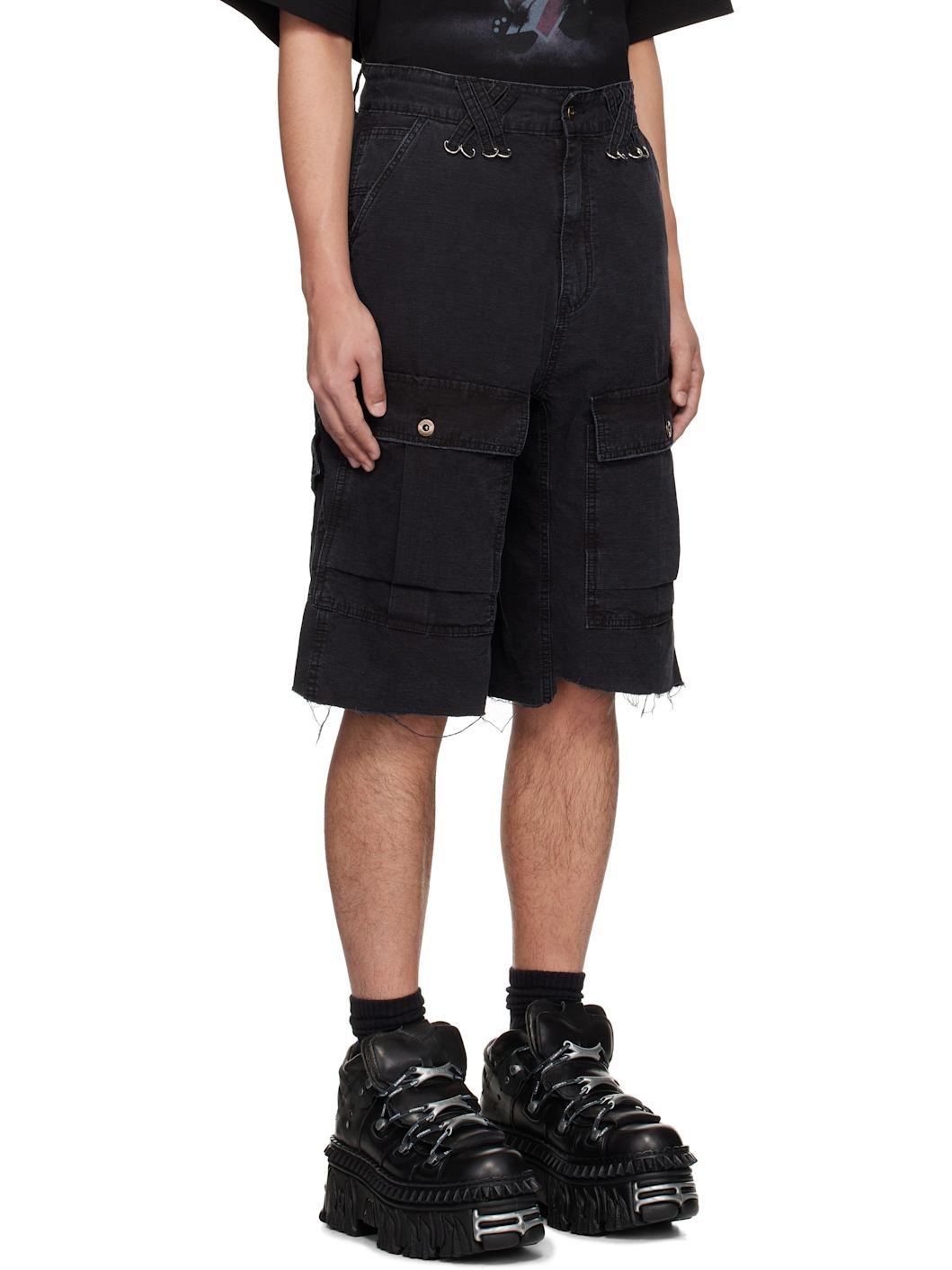 Black Military Vintage Shorts - 2