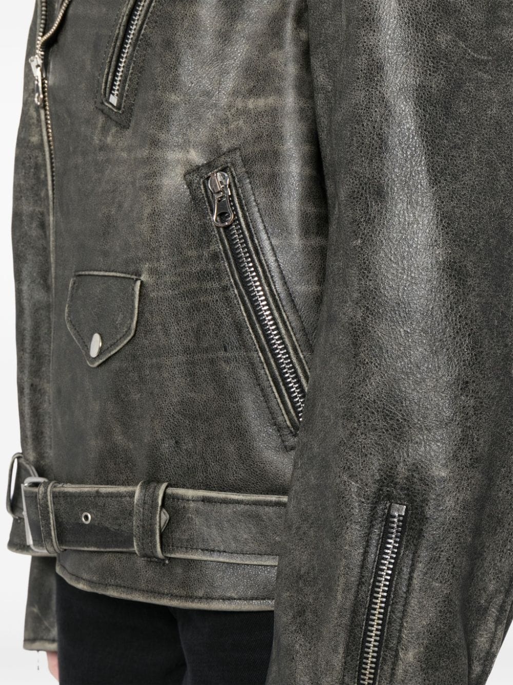leather "Brown" biker jacket - 5