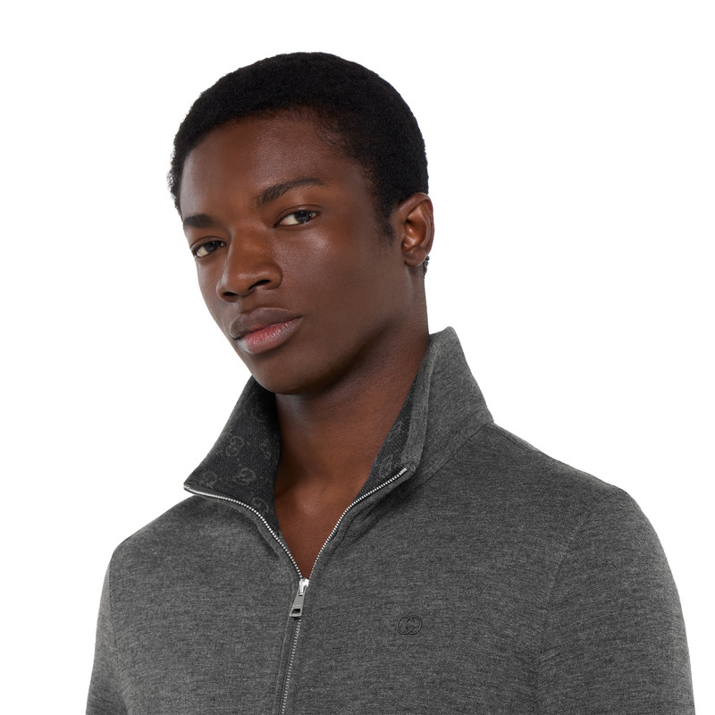 Double jersey jacquard zip jacket 3