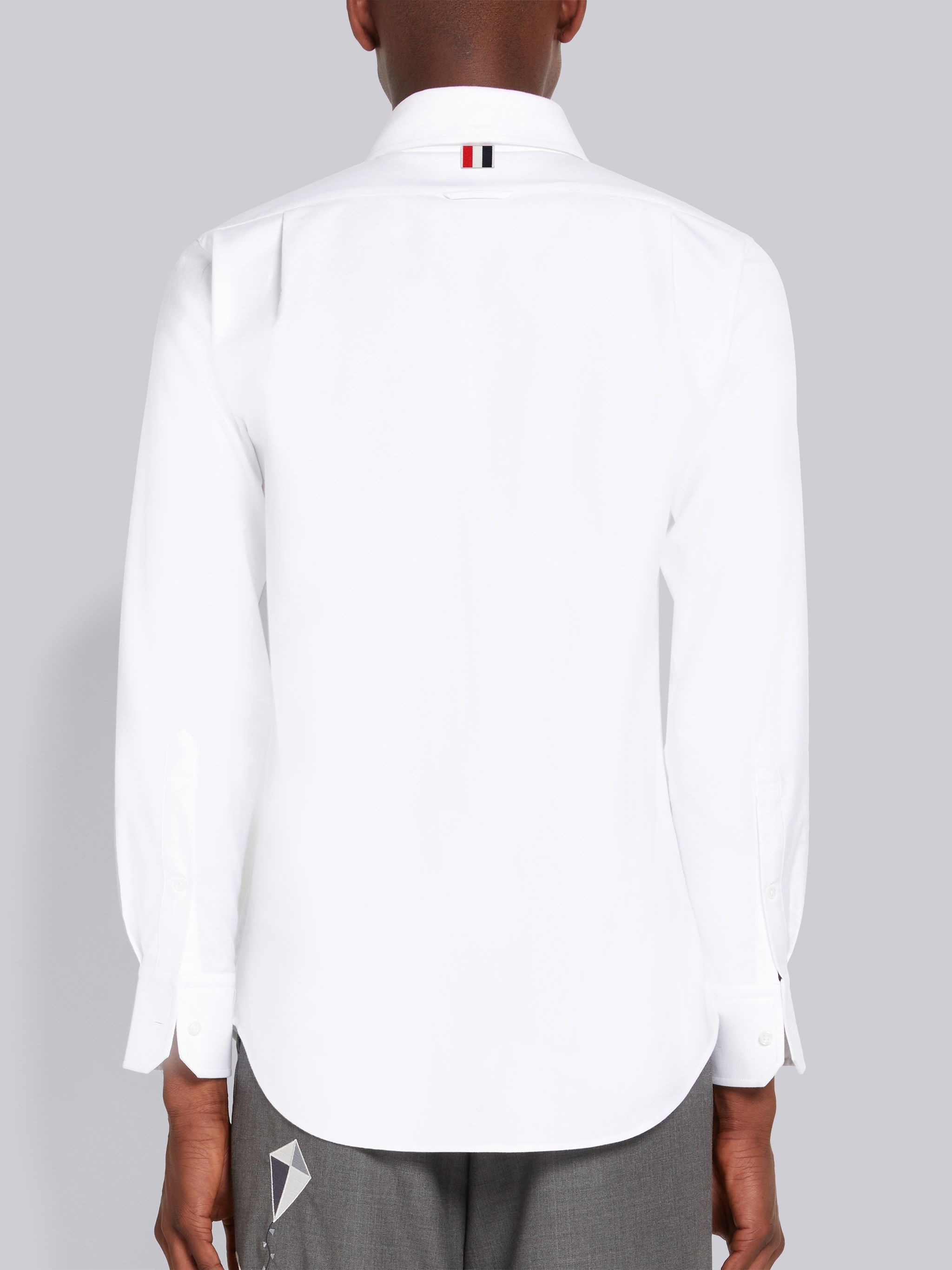 White Broderie Anglaise Sky Motif Pocket Straight Fit Shirt - 4