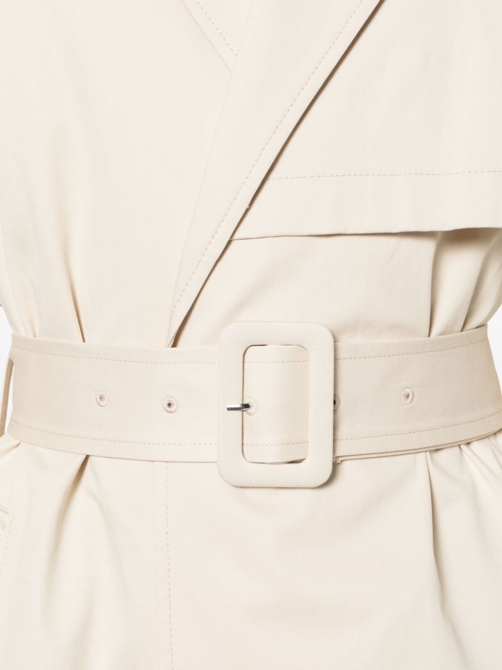 twill belted maxi trench coat - 5