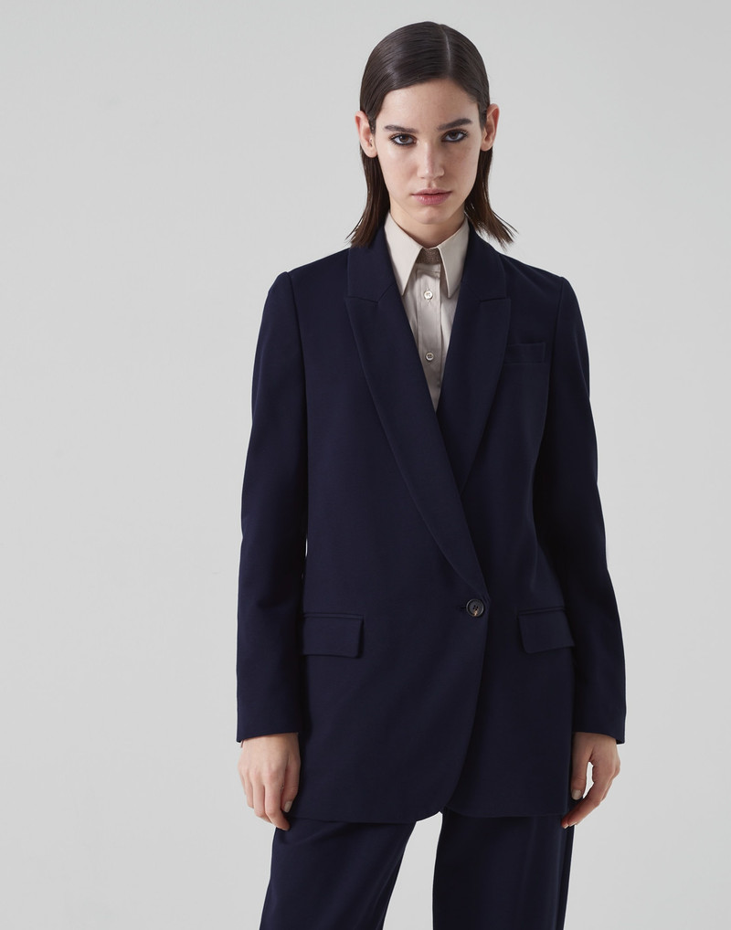 Stretch cotton couture interlock blazer with monili 1