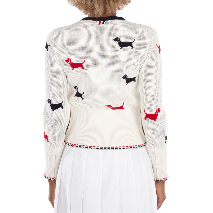 Thom Browne Ladies Cotton Pointelle Hector Cardigan - 5