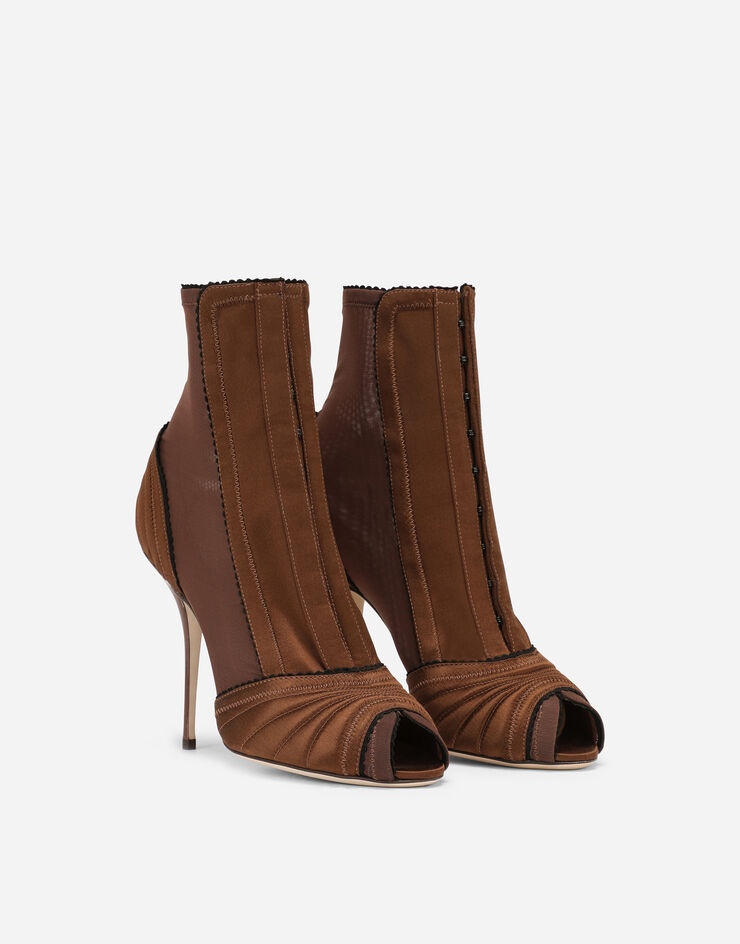 Peep-toe ankle boots in corset-style satin - 2