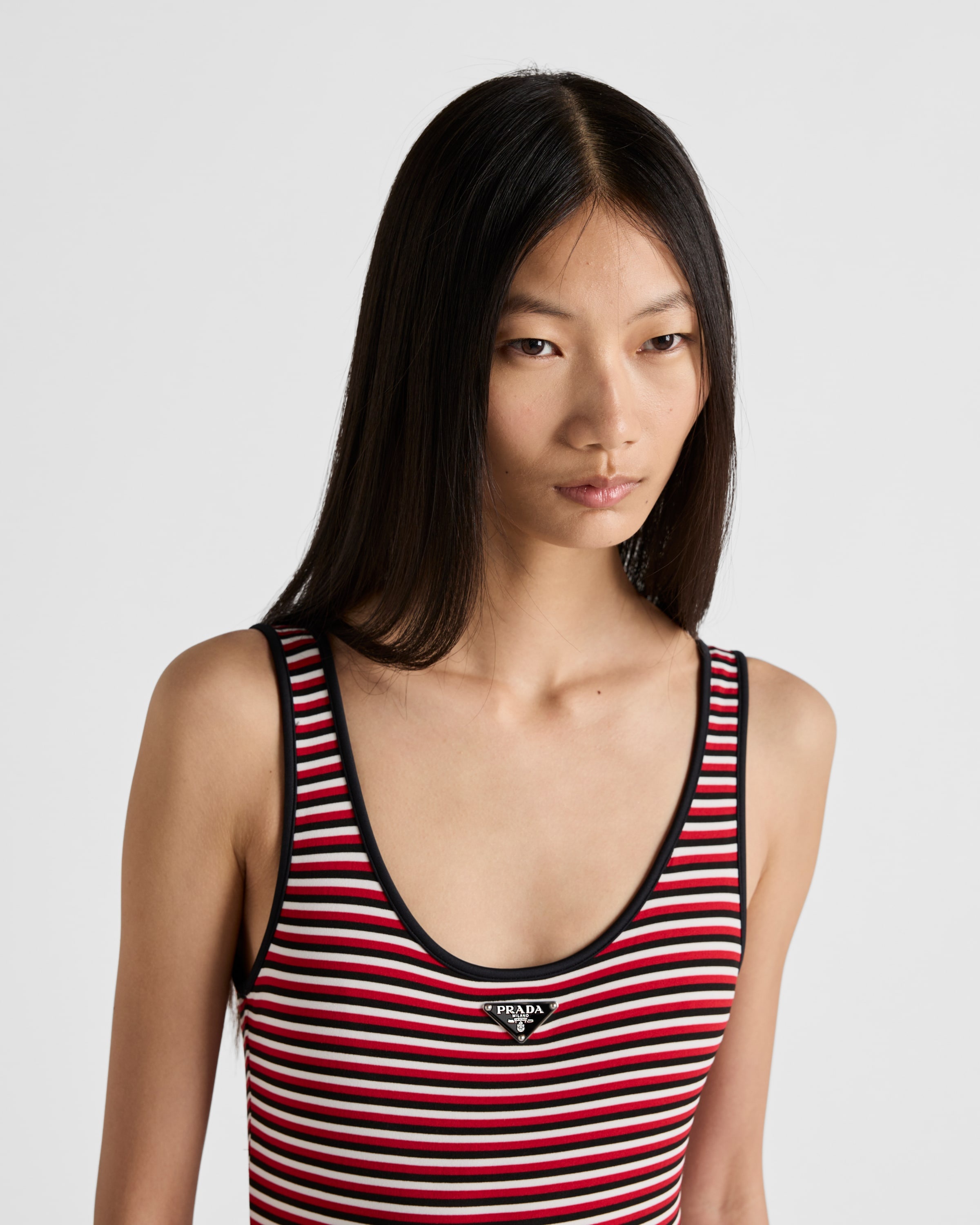 Striped interlock jersey one-piece swimsuit - 3