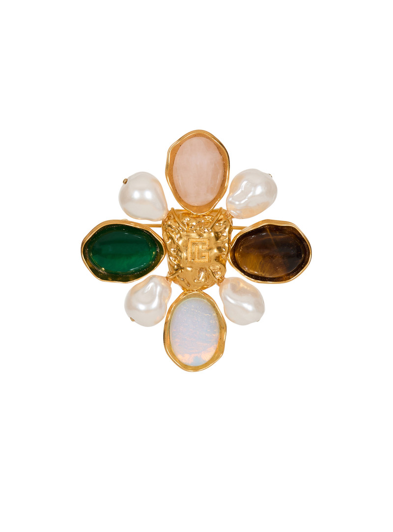 Baroque brooch in stones and pearls 1