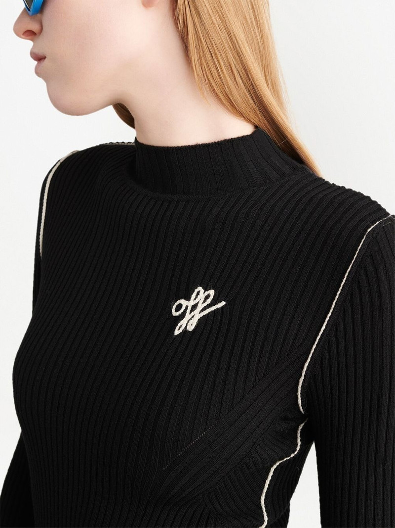 embroidered-logo ribbed mini dress 5
