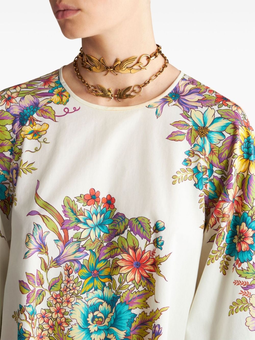 floral-print cotton minidress - 4