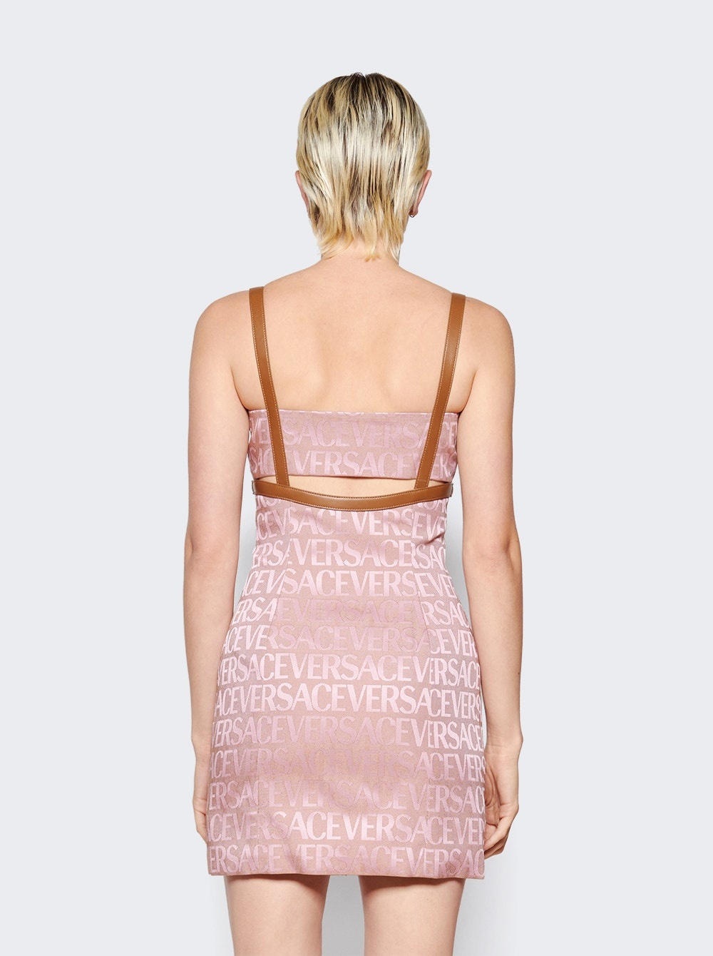 Canvas Logo Mini Dress Pale Pink And Beige - 5