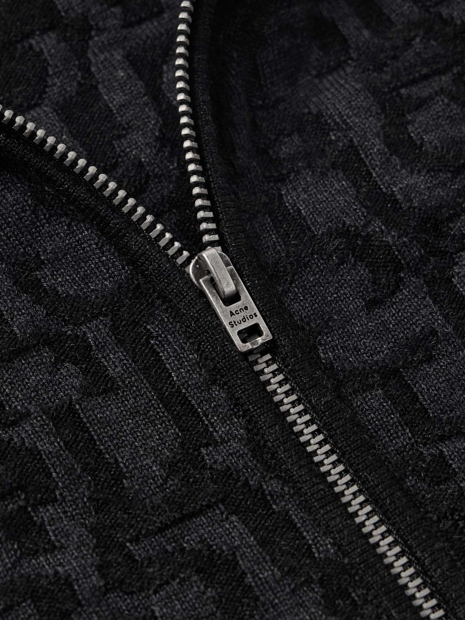 Logo-Jacquard Wool Zip-Up Cardigan - 4