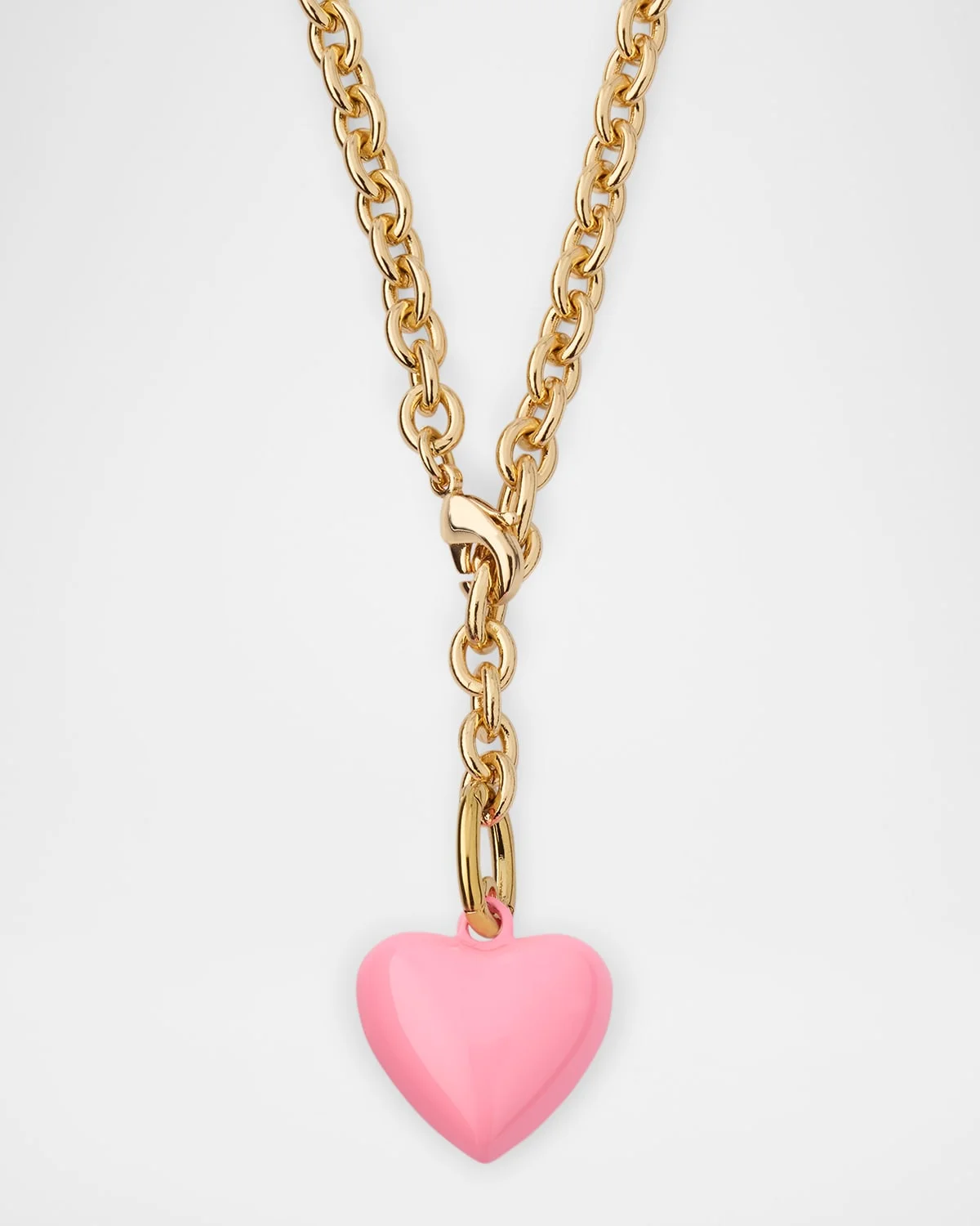 The Mini Puffy Heart Necklace, Pink - 1