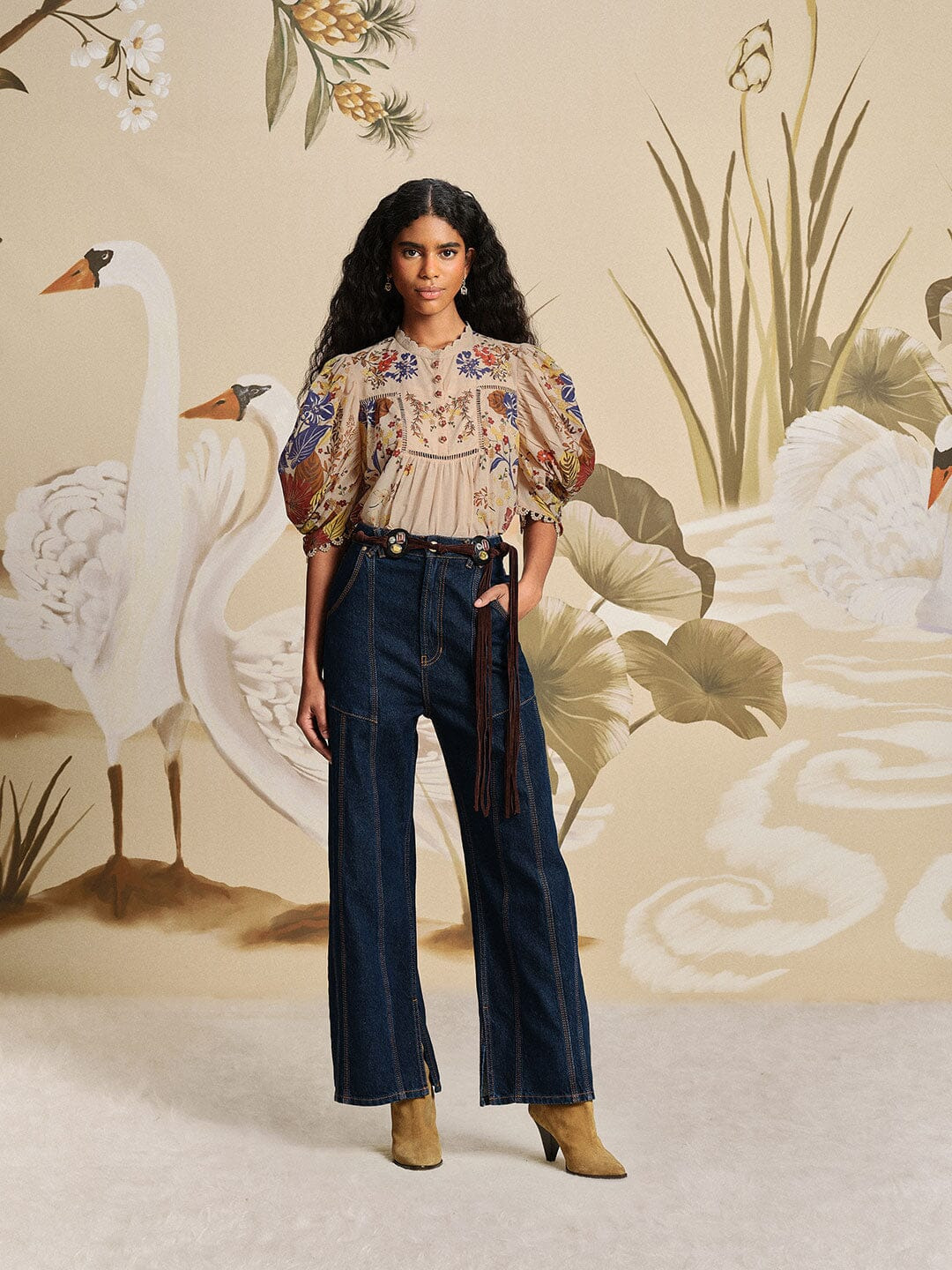Dark Denim High Waist Snips Pants - 1