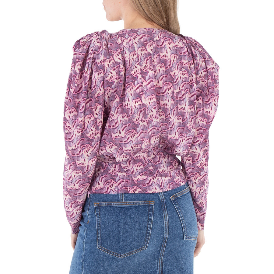 Isabel Marant Ladies Pink Zarga Chiffon Fabric Blouse - 4