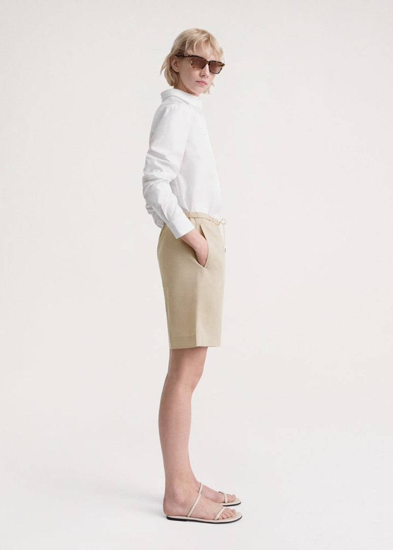 Press-Creased drawstring shorts overcast beige 3