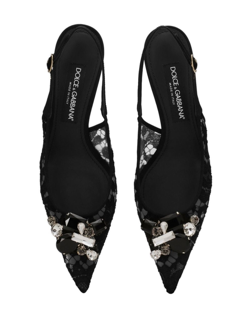crystal lace slingback pumps - 4