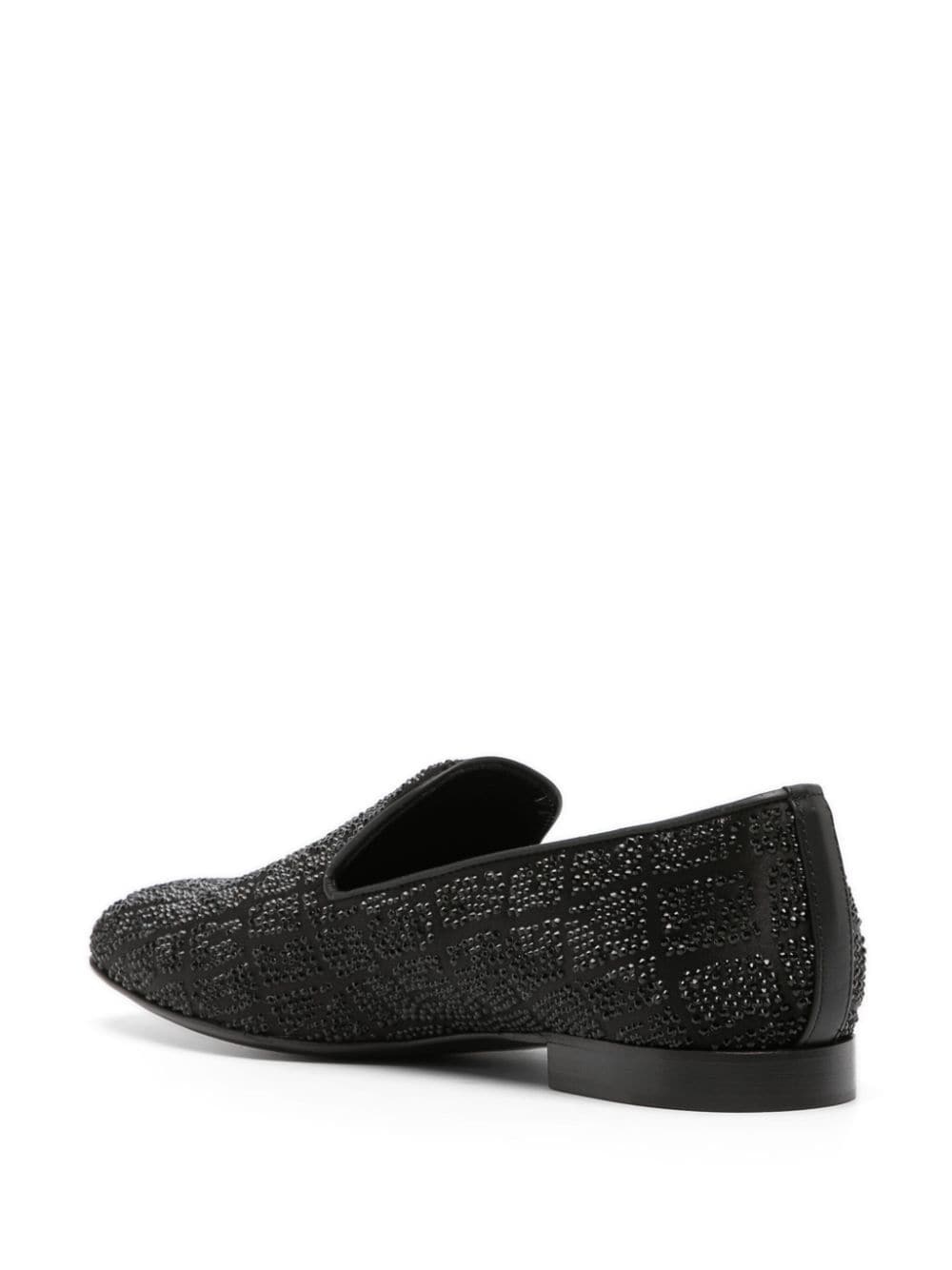 crystal-embellished satin loafers - 3