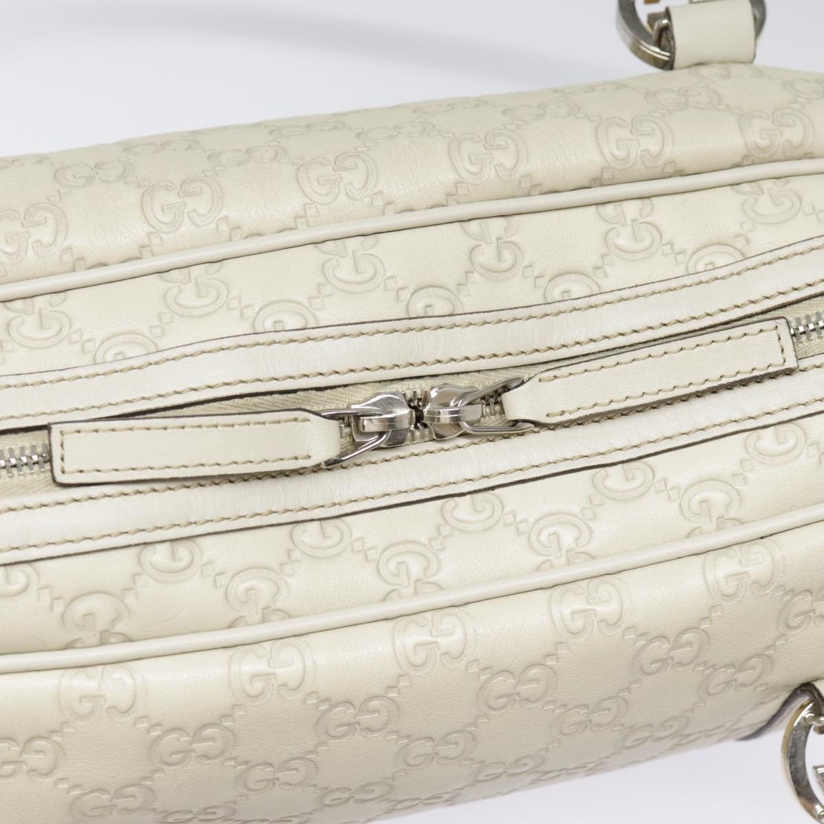 GUCCI Guccissima GG Twins Hand Bag Leather White - 15