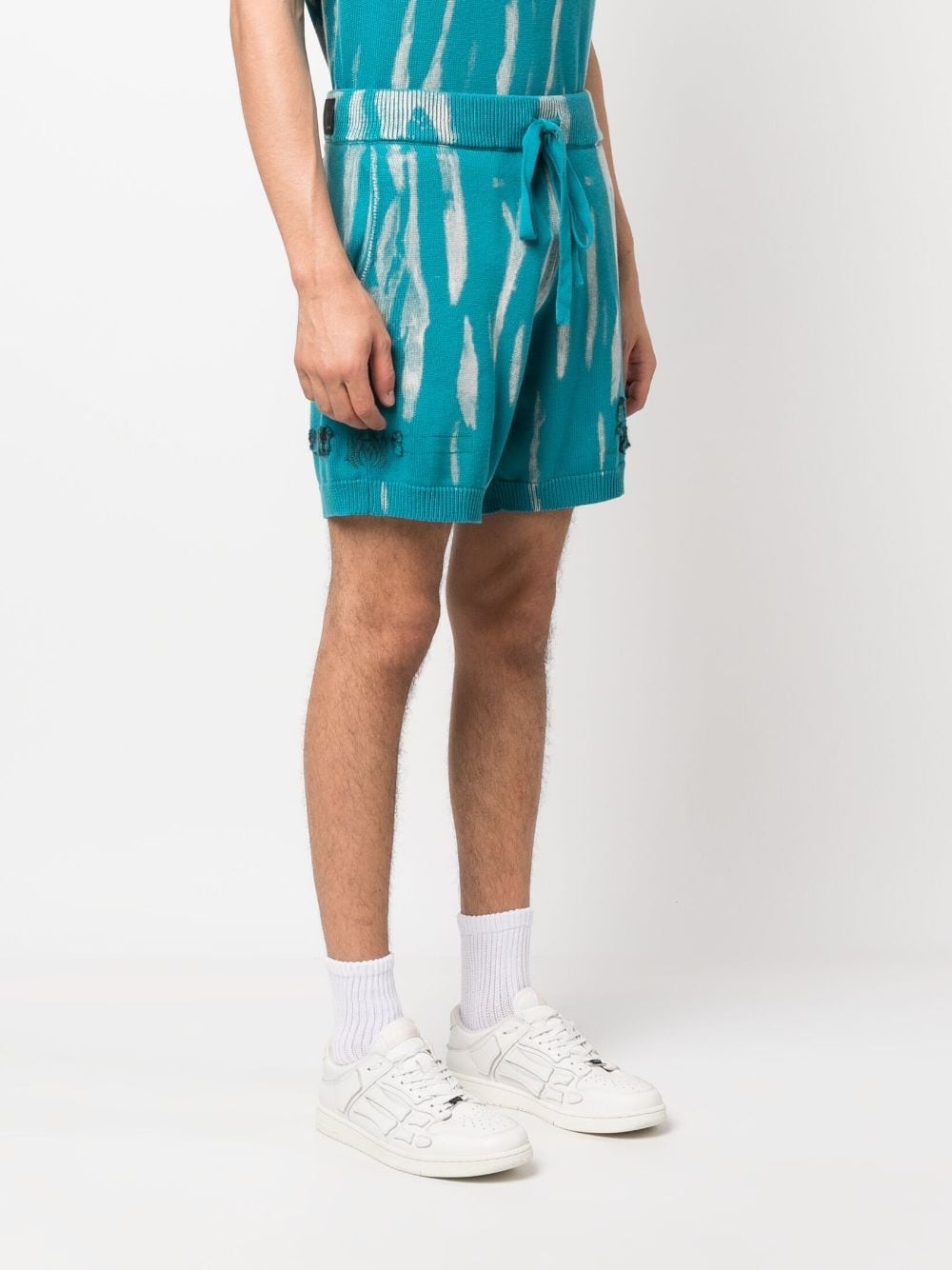 logo-embroidered knitted shorts - 3