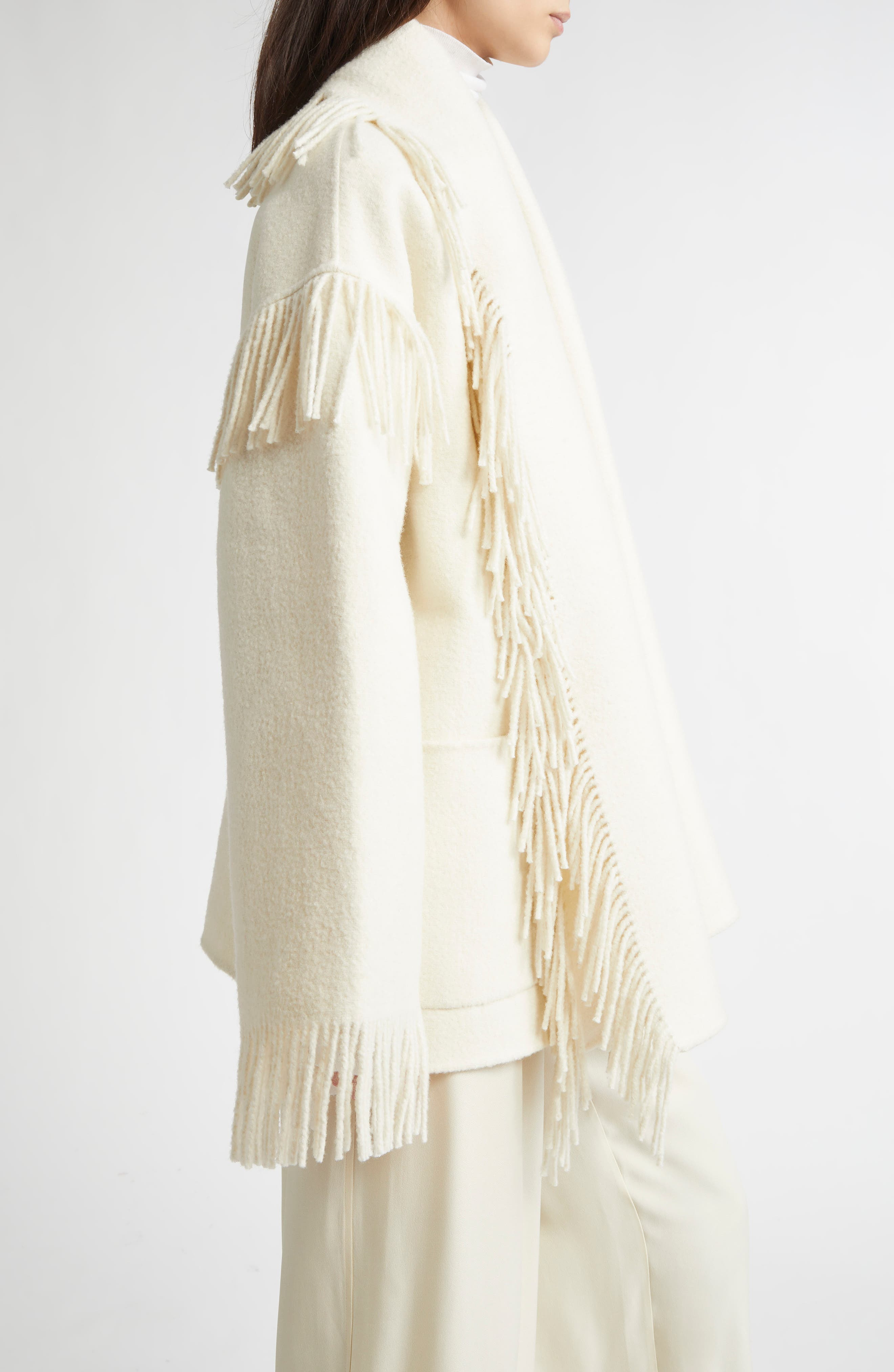 TOTEME Double Face Wool Blend Scarf Jacket in Winter White at Nordstrom - 4
