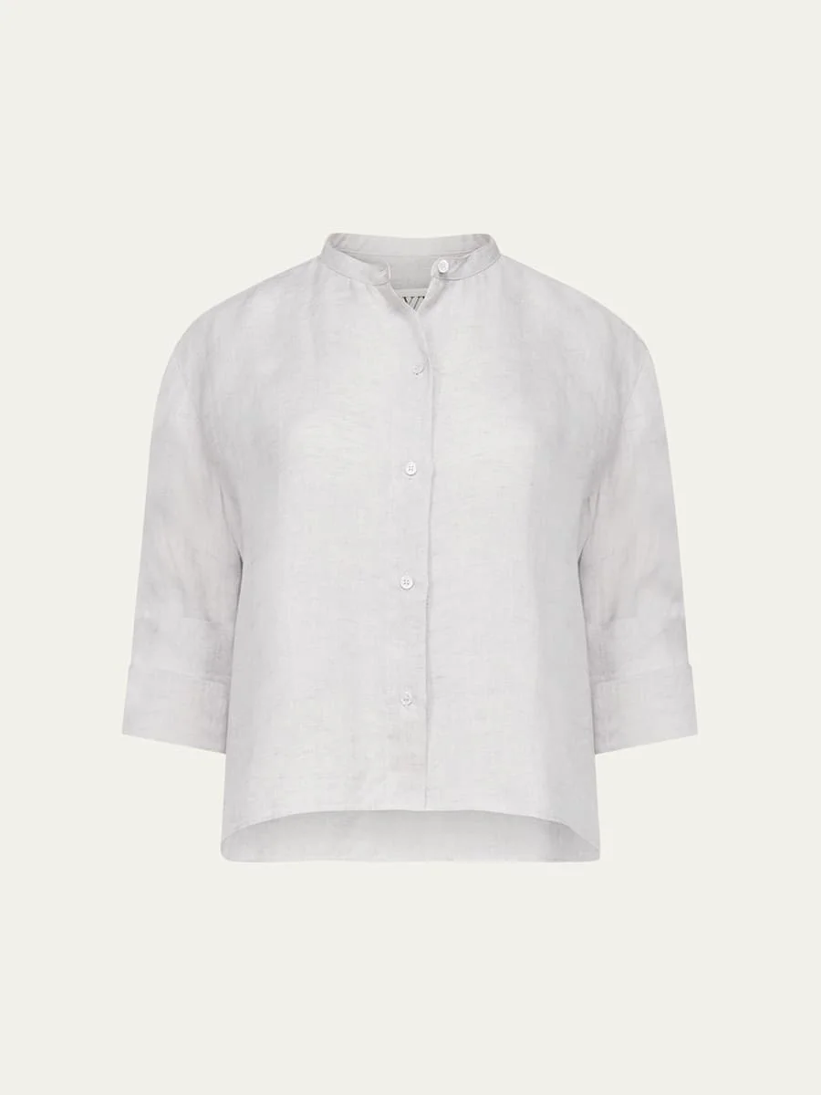 Stand Collar Cut Off Shirt - 1