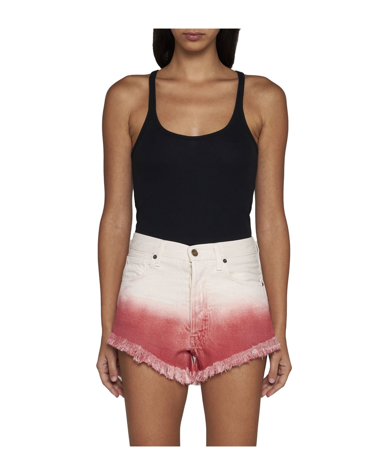 Two-tone Denim Shorts - 3
