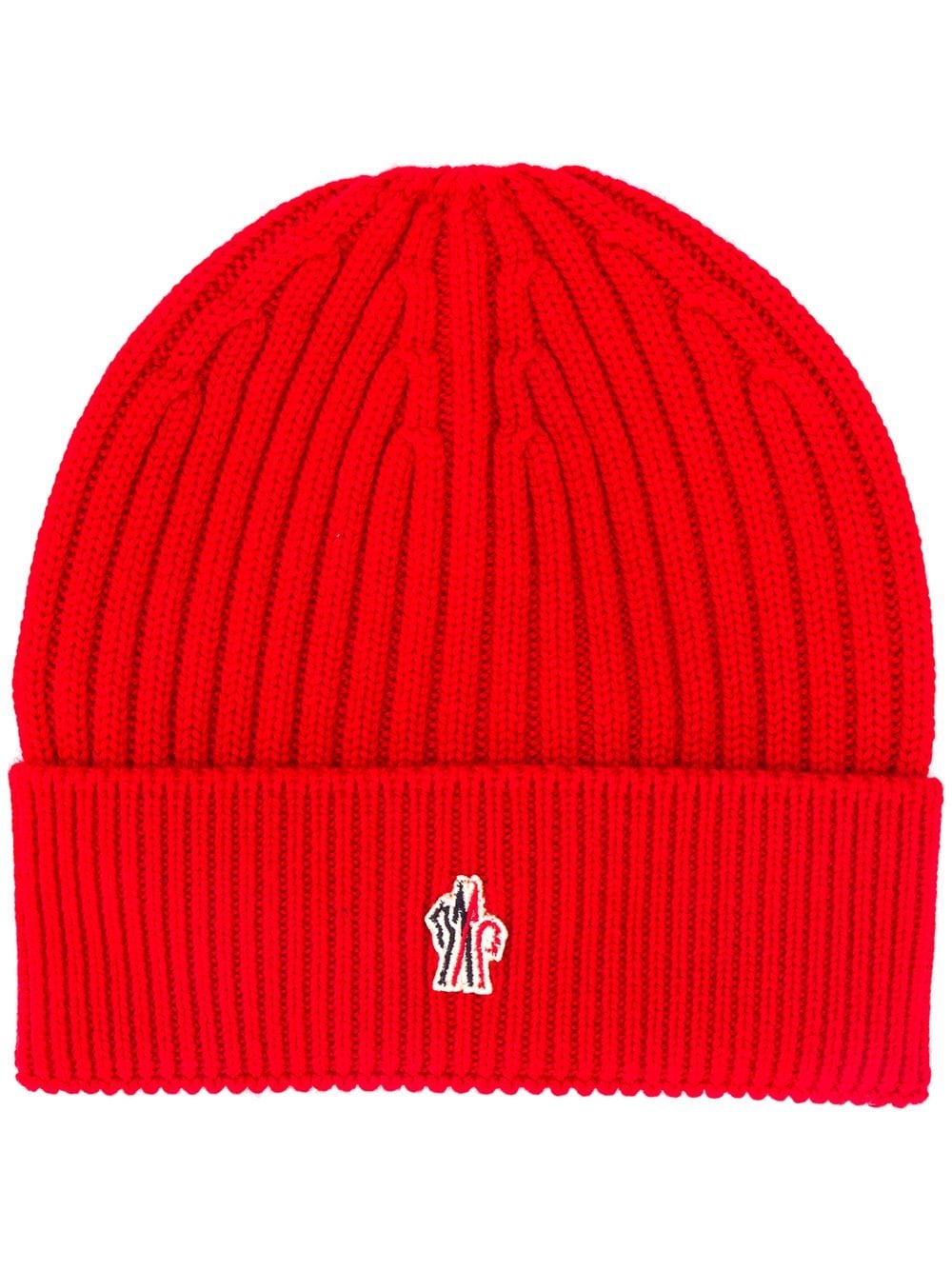 embroidered logo ribbed beanie - 1