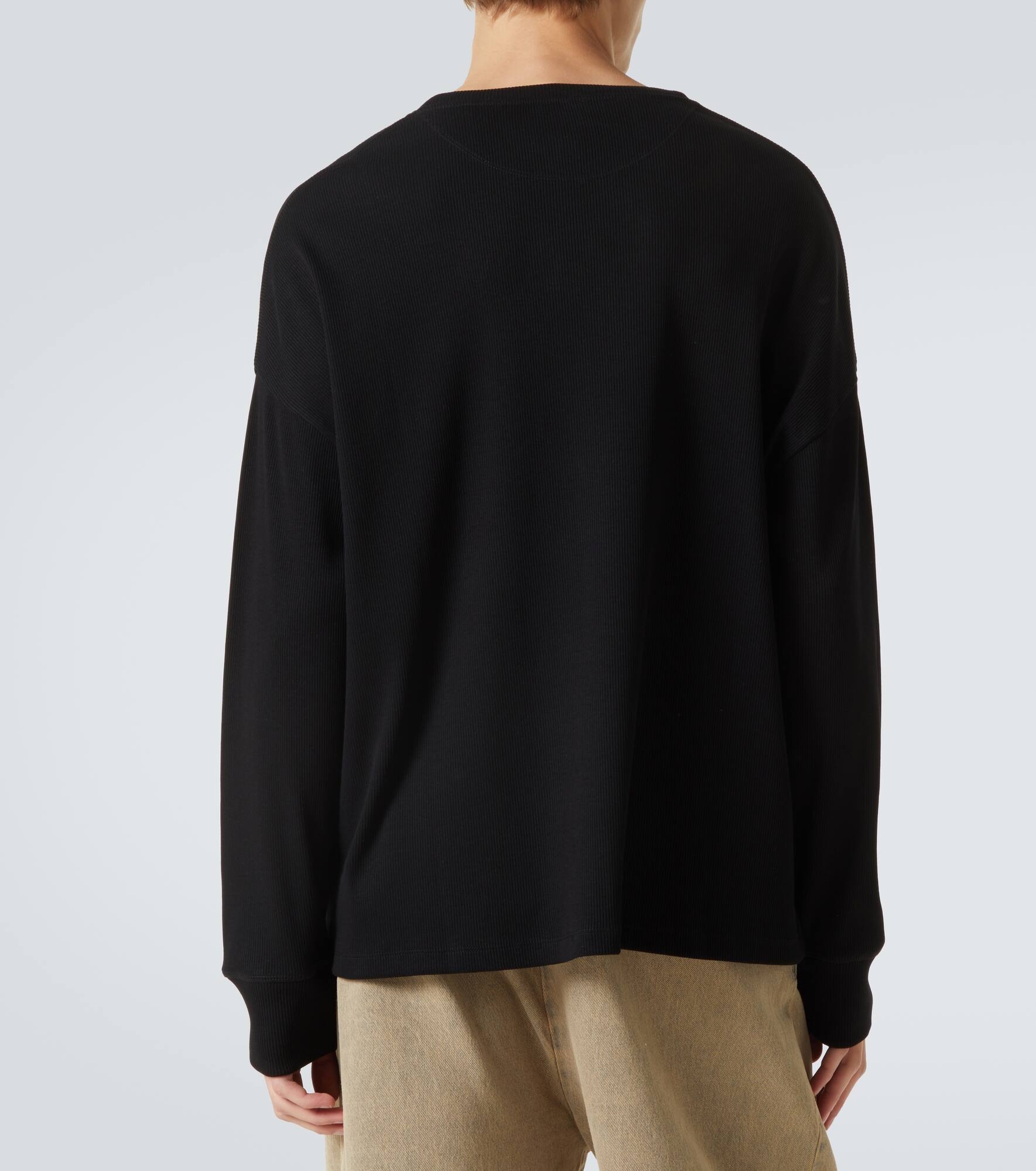 Anagram ribbed-knit cotton T-shirt - 4