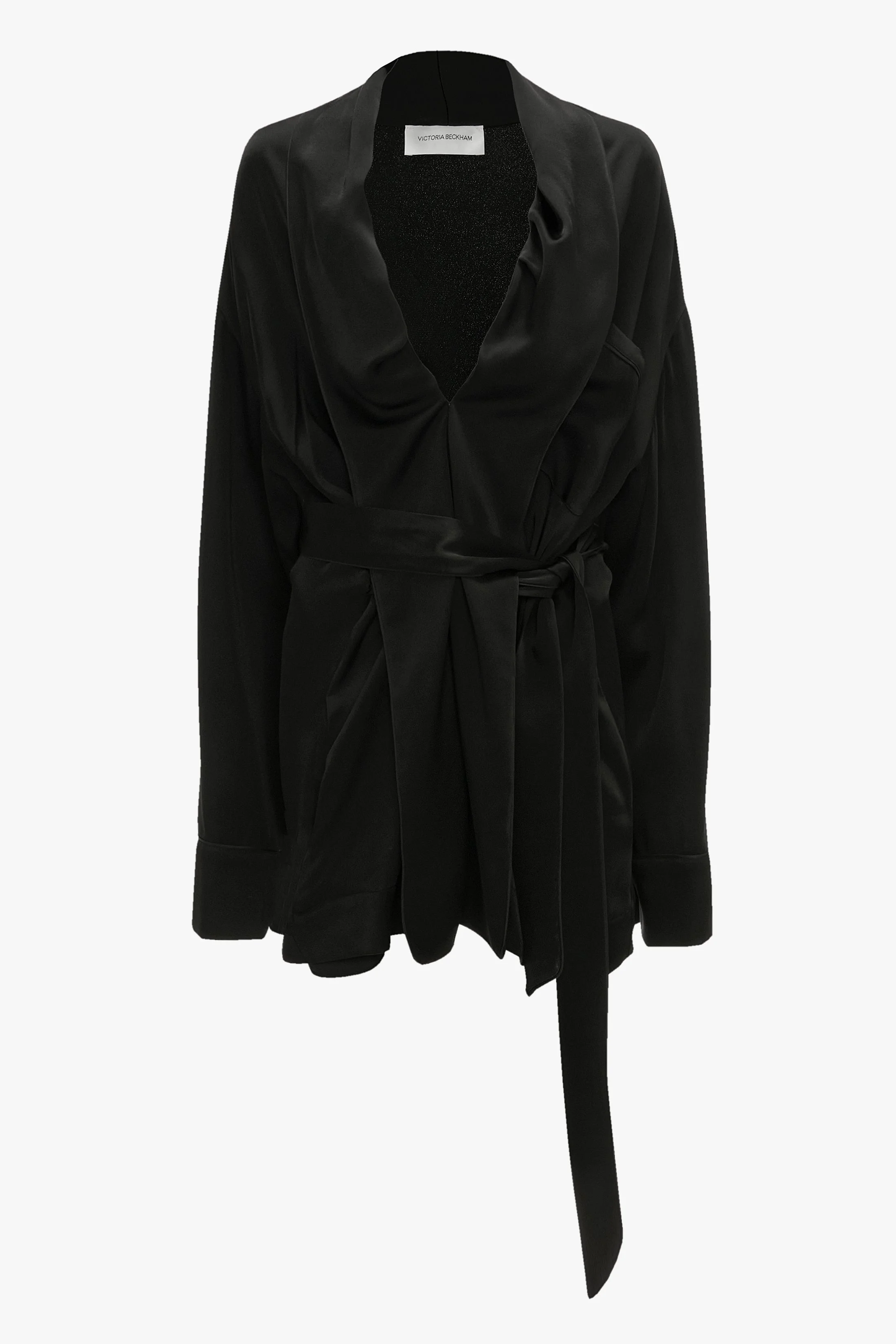 Wrap Detail Mini Dress In Black - 1