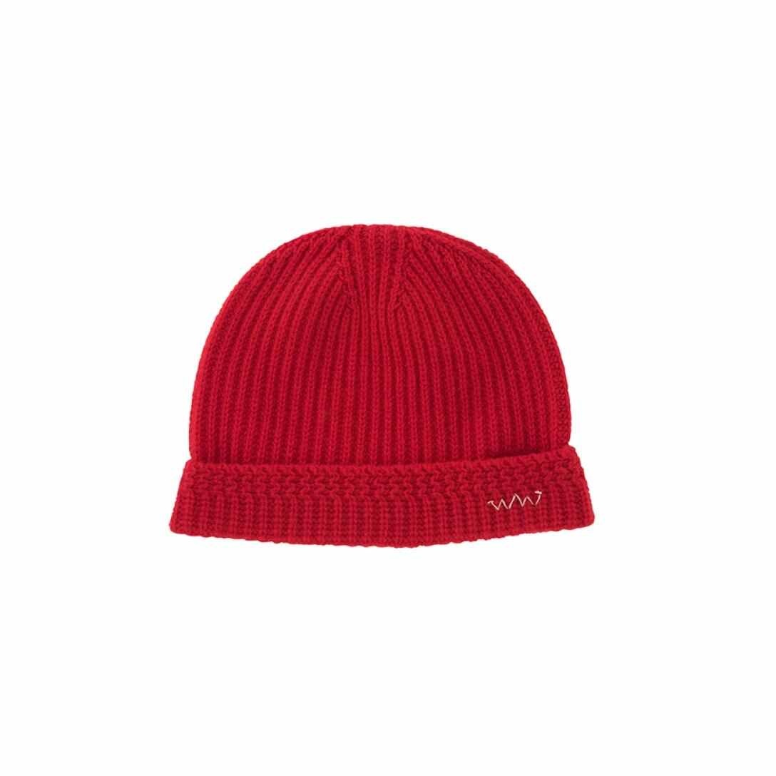 KNIT BEANIE W (WOOL) RED - 1