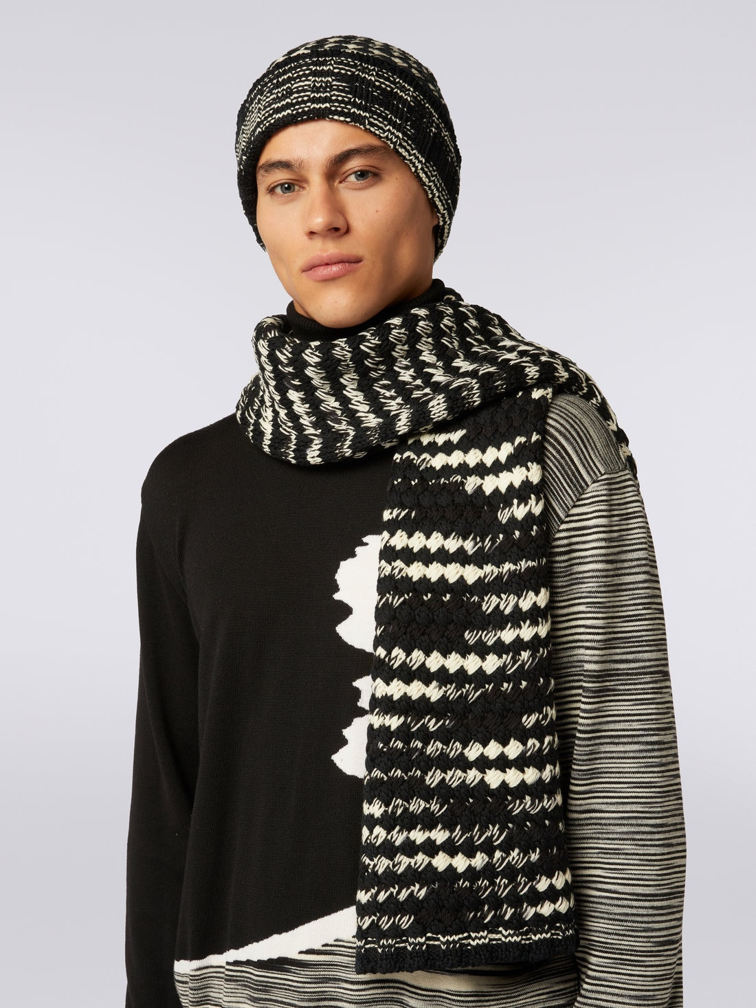 Slub wool knit scarf - 3
