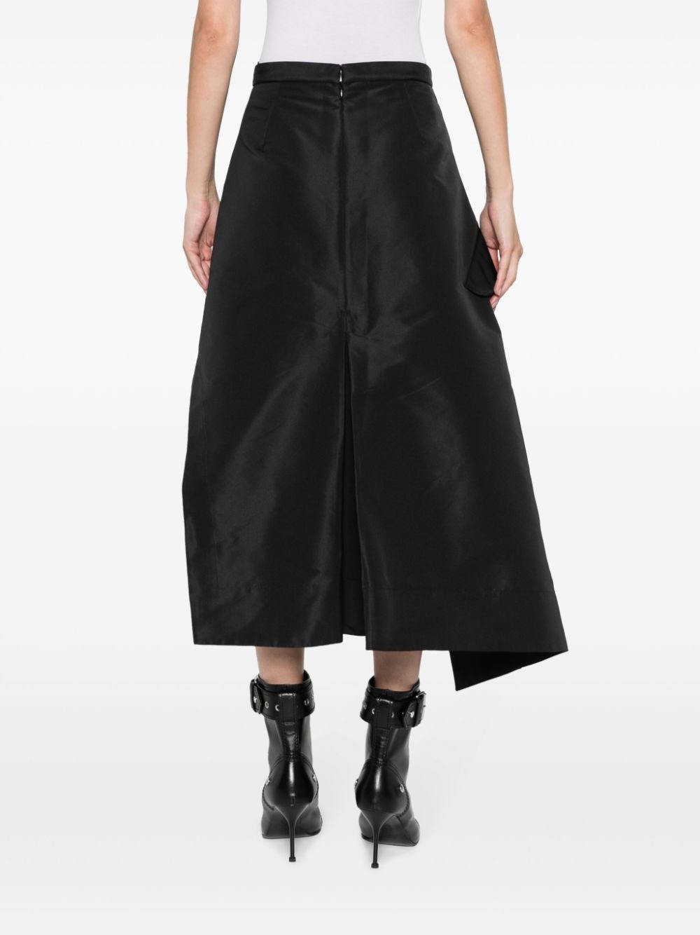 wrap-design asymmetric midi skirt - 4