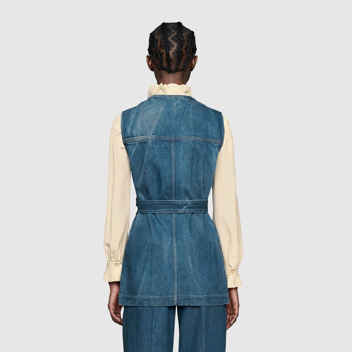 Marble washed denim vest - 4