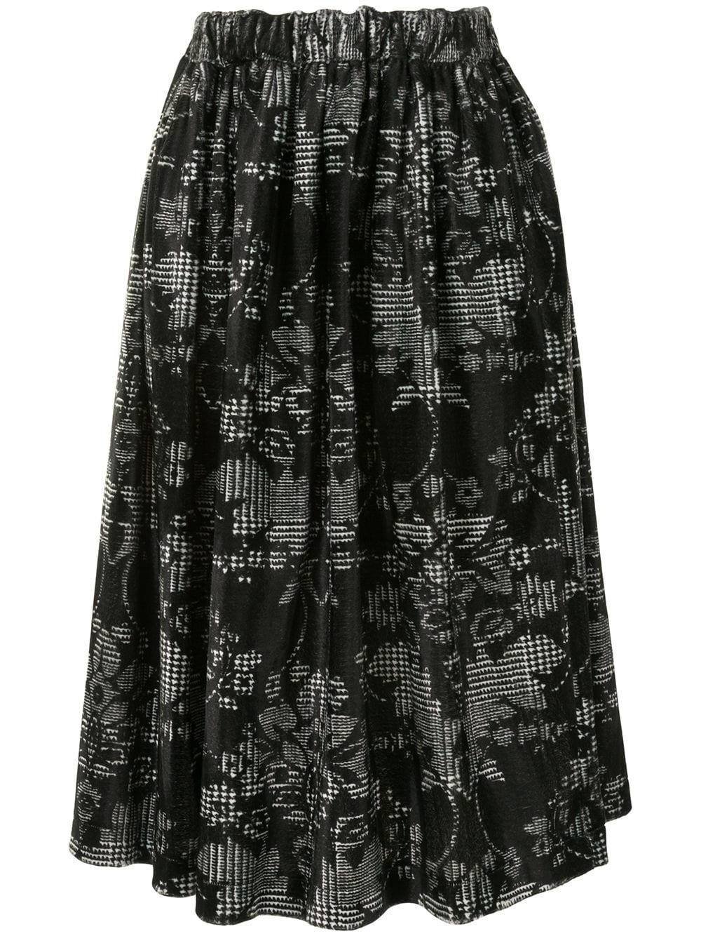 baroque-check print gathered skirt - 1