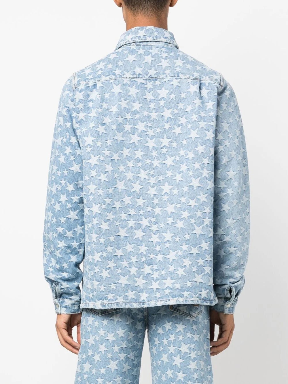 STAR-PATTERN COTTON DENIM SHIRT - 5