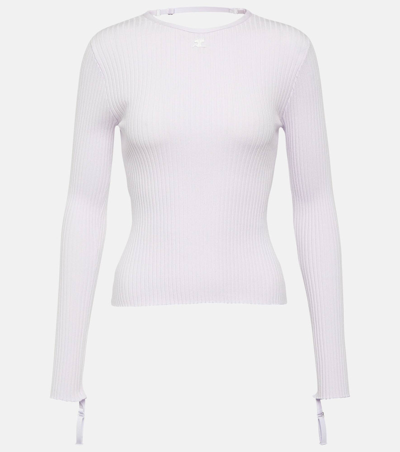 Logo cutout ribbed-knit top - 1