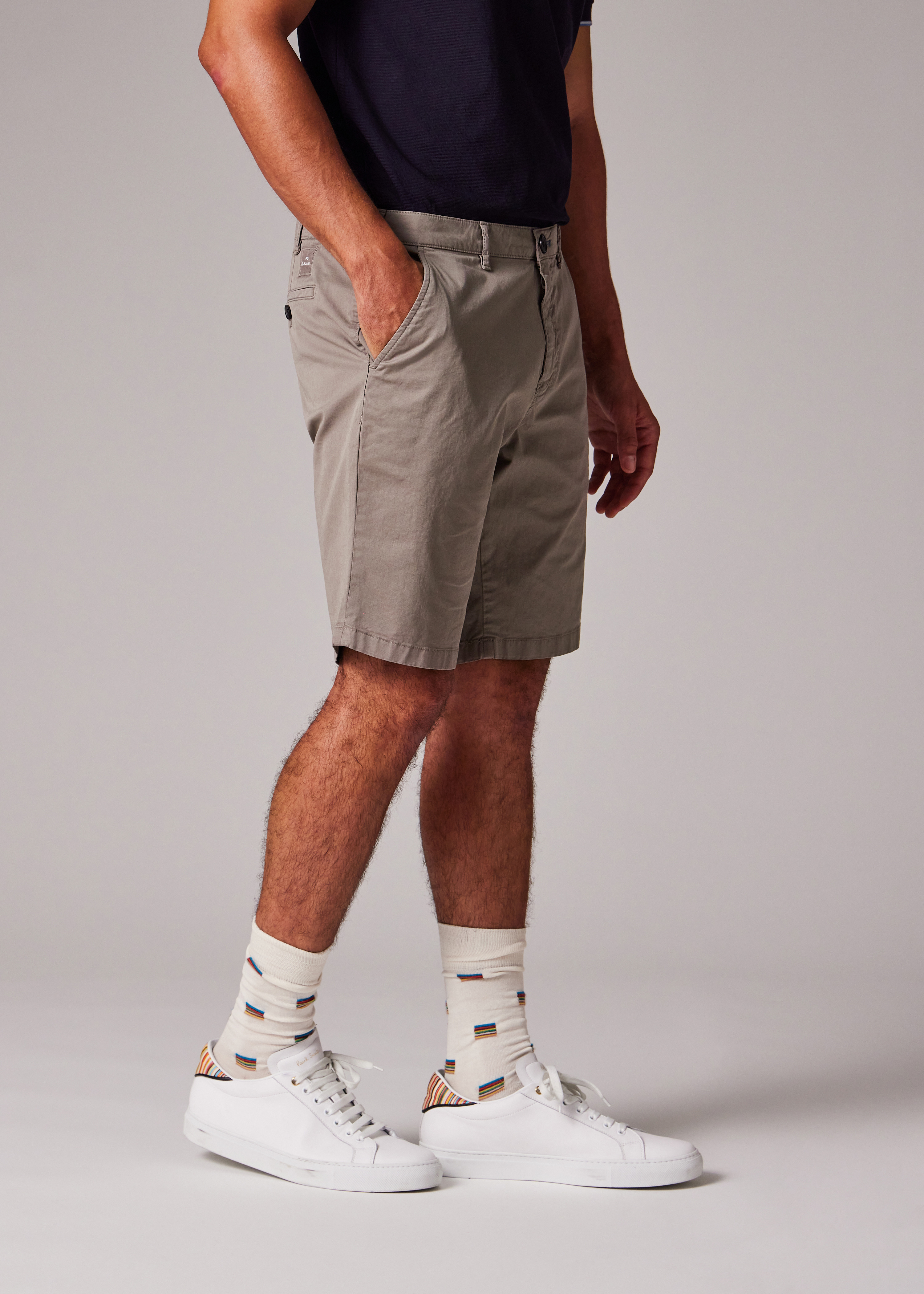 Slate Grey Organic Cotton-Twill Shorts - 3
